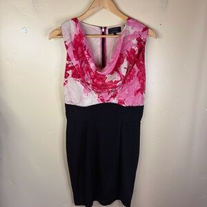 Ted Baker Dega Floral Etching Cowl Neck Silk Dress Size 8 Knee Length Spring‎